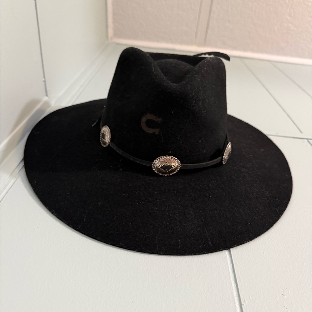 Black cowboy hat with Silver Conchos